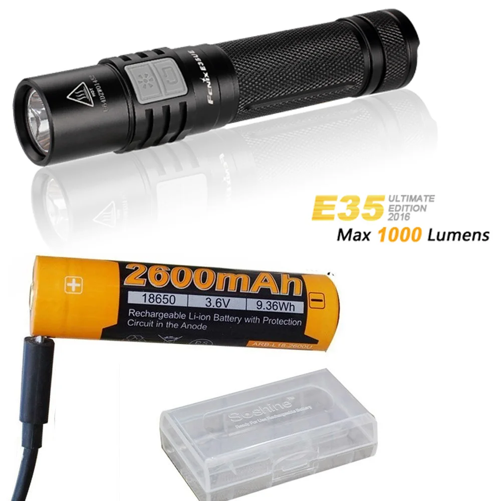 

Fenix E35 Ultimate Edition-2016 (E35UE) Compact 1000 Lumen LED Flashlight with USB Rechargeable Fenix ARB-L18-2600U Battery