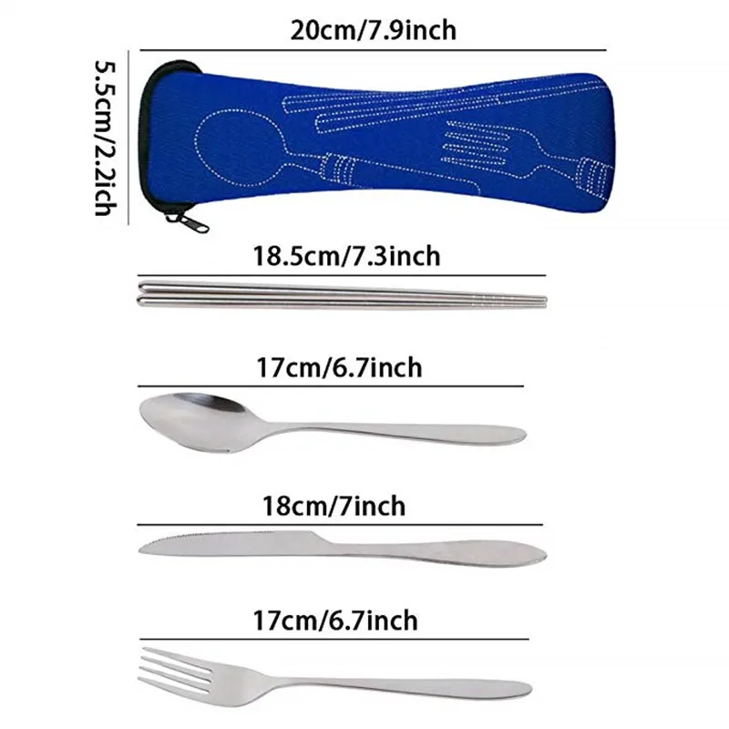 4 шт. походные столовые приборы из нержавеющей стали нож/вилка/ложка/палочки для еды карманные столовые приборы набор Ланч-бокс посуда для путешествий Вечерние
