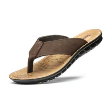 Leather Shoes Men Sandals 2019 Flat Mens Beach Sandals Fashion Male Sandal Black Non-slip Flat Sandals for Men black fashion jewelry embellished flat sandals
