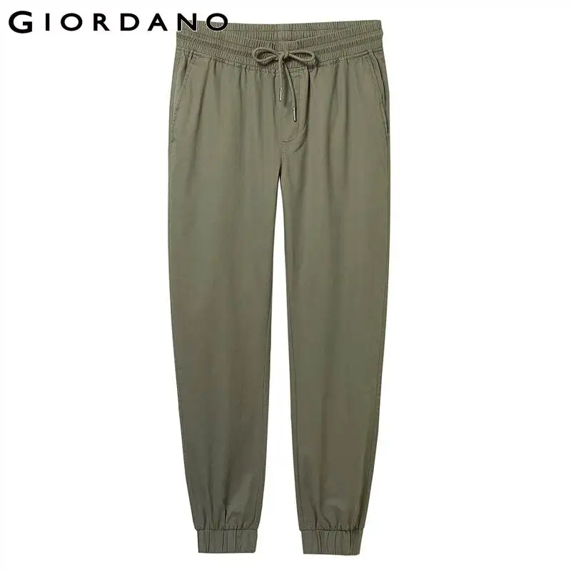 Giordano мужские повседневные брюки с резинкой на талии, и в районе щиколоток из натурального хлопка,имеется два варианта модели