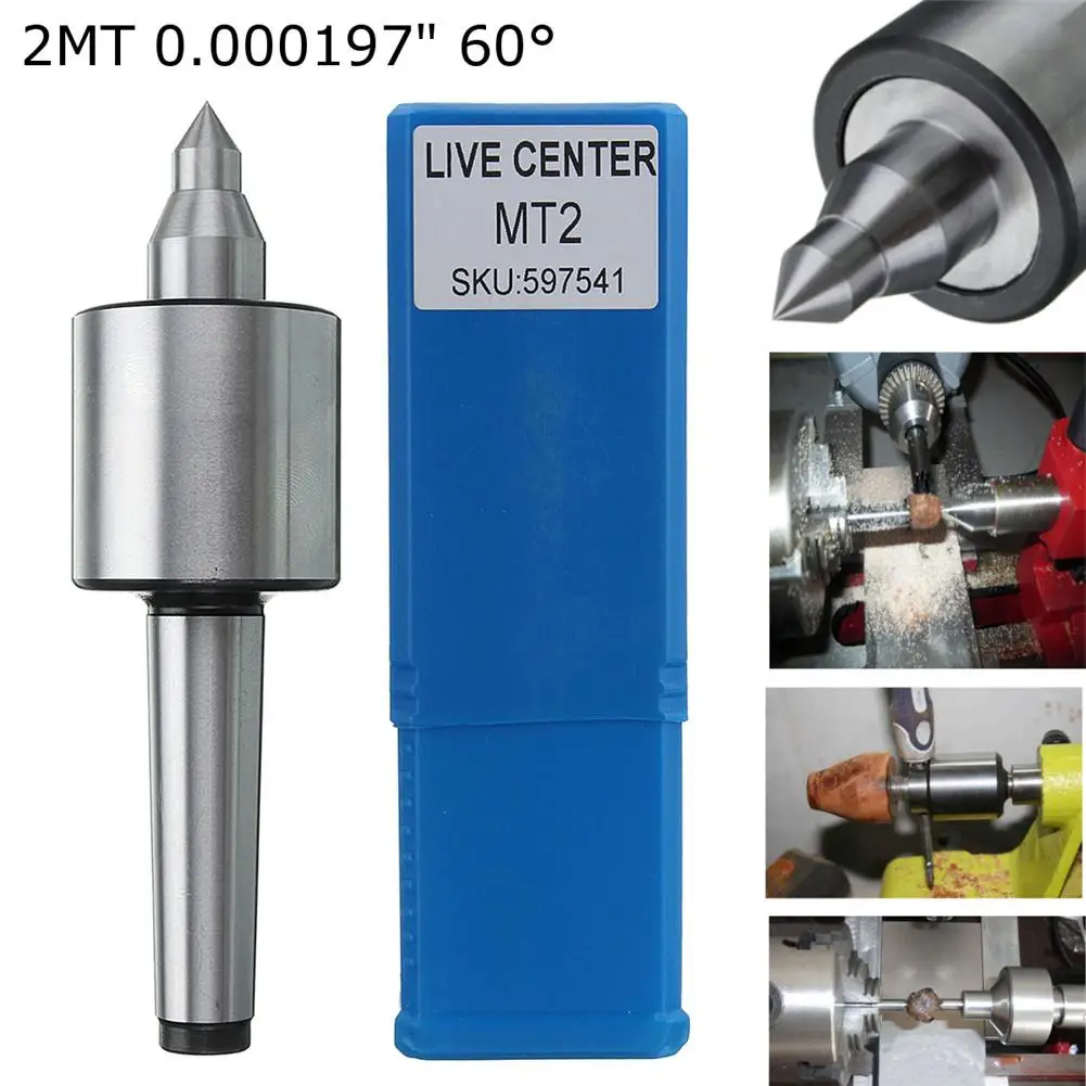 MT2 Live Center - Morse Taper 2 Lathe Tool, 0.0002" Precision, 60 Degree Angle