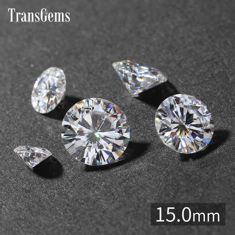 

TransGems 14mm 10 Carat GH Color Certified Lab Grown Moissanite Diamond Loose Bead Test Positive As Real Diamond Gemstone