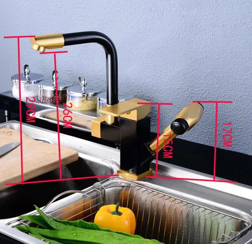 BAOLINLONG Space Aluminum adjustable Kitchen Faucet accessories Cozinha Swivel Spout Kitchen Sink Pull Out Faucet Tap