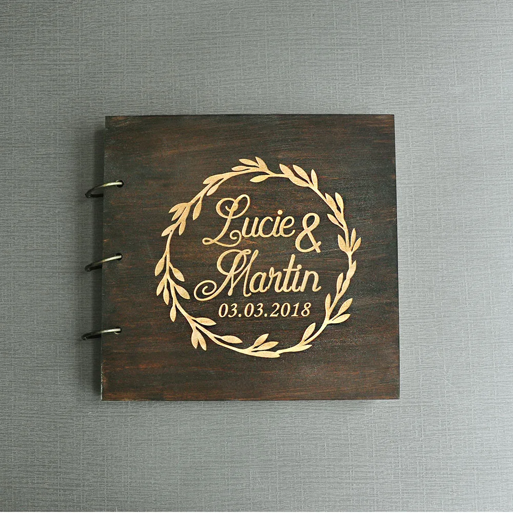 Personalized Wooden Wedding Guest Book Rustic Alternate Unique