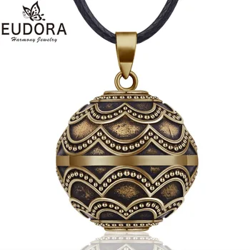 

EUDORA Mexican Pregnant Bola Vintage Bronze Harmony Ball Pendant Necklace Cage Ball for Women Fine Jewelry Gift 20mm ball B332