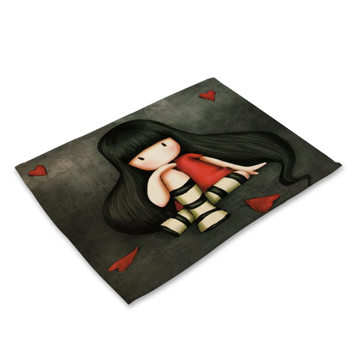 Горячая хлопковая и льняная ткань Изолированная подстилка в стиле вестерна одинокая девушка с длинными волосами кукольная посуда столик-мат салфетки - Цвет: MC0023-1