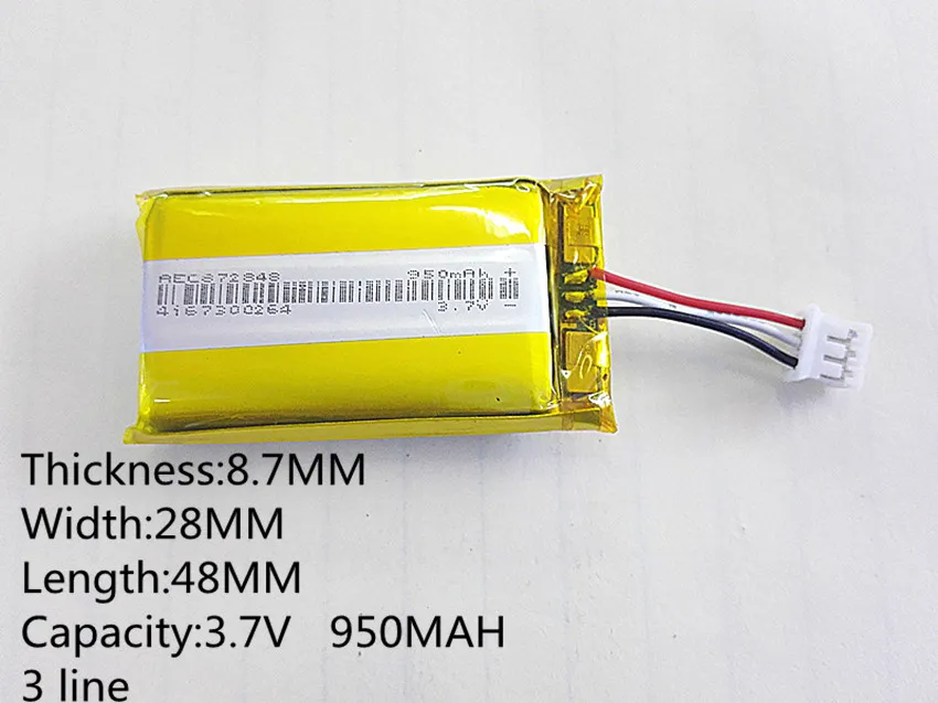 3 7 V 950mAh 872848 литий полимерный ионный аккумулятор для Mp3 MP4 MP5 GPS мобильного