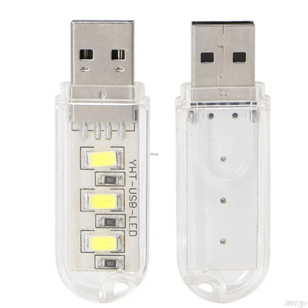 Портативный брелок 3 светодиодный белый ночник USB U диск лампа с крышкой яркий
