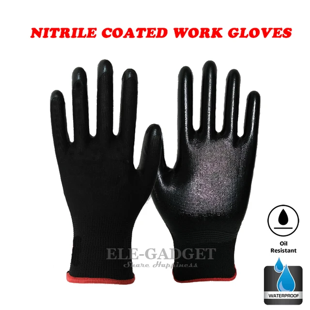 New 1-Pairs Working Gloves With Palm Nitrile Coated Oil-Proof For Driver Worker Car Repairing Garden Gloves Hands Protection 1
