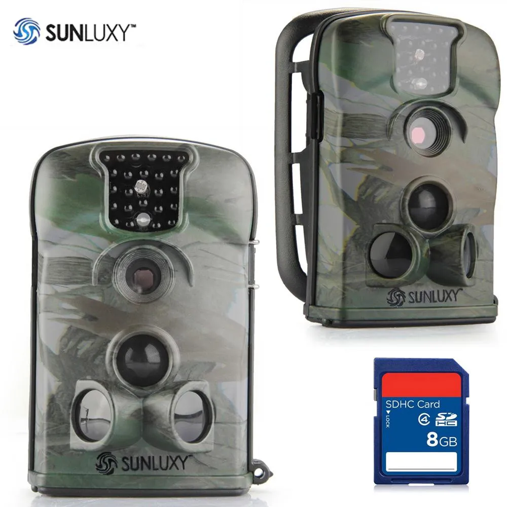 

SUNLUXY 720p HD Hunting Camera 12MP 3.1mm 5210A IR Night Vision LCD Camera 8G Card Video Record Monitor Hunting Trail Camera