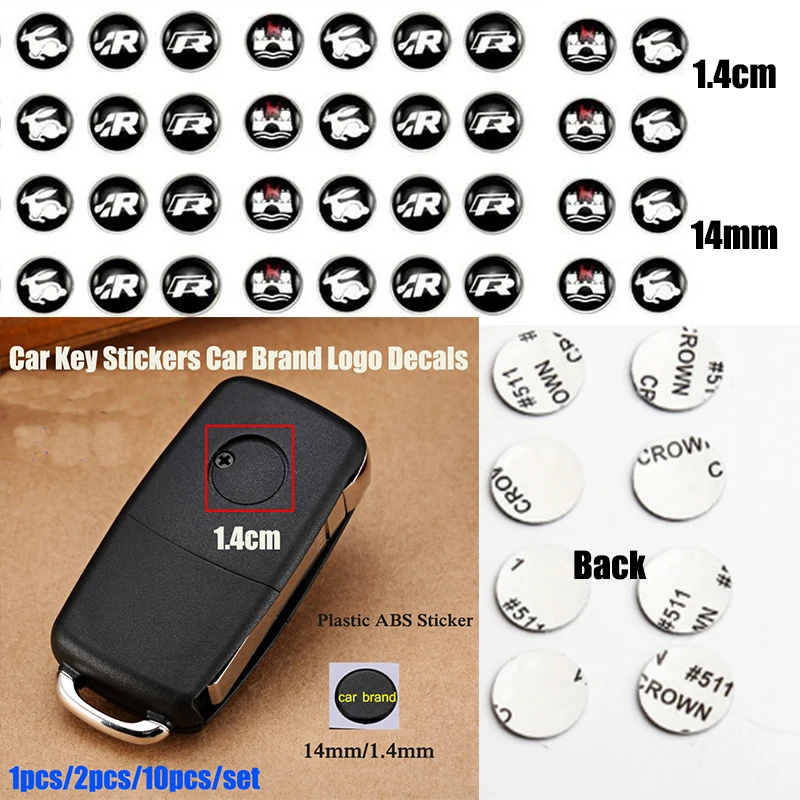 

1/2/10 For VW Skoda Bmw Toyota Benz Kia Mazda Honda All Car Key Sticker 14mm Car Emblem Decals Rabbit R SR Wolfsburg Logo Badge