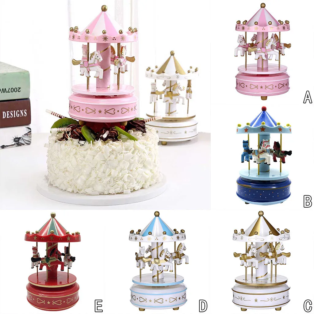 

2019 New Merry-Go-Round Music Box Cake Decor Birthday Gift Music Box Home Decor Drop Shipping