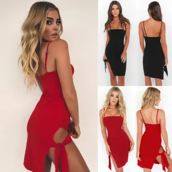 

New Women's Bandage Bodycon Sleeveless Party Solid Cocktail Club Above Knee Mini Dress