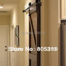 DIYHD 5FT-10FT сверхмощный деревенский черный стальной раздвижной сарай деревянная дверь оборудование Страна Стиль Раздвижной Сарай двери трек комплект
