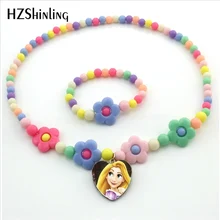 HZShinling, Новое поступление, элегантное ожерелье принцессы Рапунцель с сердечком, ожерелье ручной работы с цветком принцессы, украшение из бисера для девочек, подарок