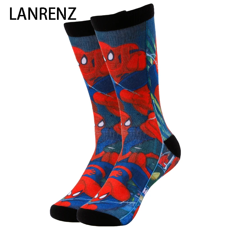 

2019 City hero Spider-Man prints Men and women fashion Funny socks 3d printed socks 200 knitting oil painting compression socks