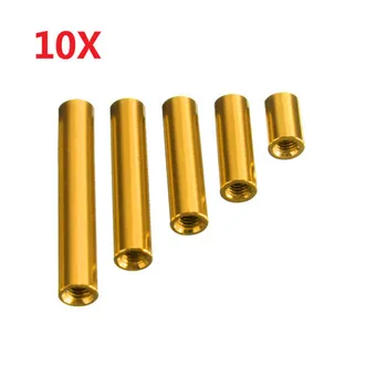 

10pcs/set M3AR6 M3 10/20/25/30/35mm Gold Aluminum Alloy Standoff Studs Round PCB Board Spacers Standoffs