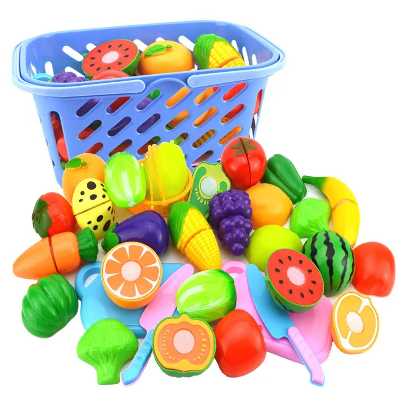 

New plastic cutting vegetables and fruits educational simulation fantasy set baby food kitchen toys for toddlers Baby Toys M3