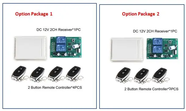 433 МГц переключатель дистанционного управления DC 12 В 2CH релейный модуль приемника RF для светильник переключатель лампы или открывания двери гаража 2 кнопки