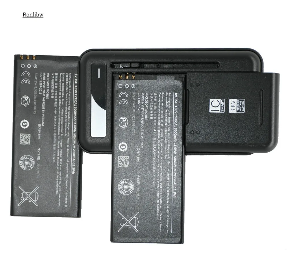 

Ronlibw 2PCS 3000mAh BV-T5E BVT5E Replacement Battery +Charger For Microsoft Lumia 950 RM-1106 RM-1104 RM-110 battery