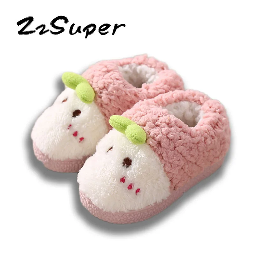 ZzSuper Kids Cartoon Cute Shoes Newborn Baby Girls Winter Slippers
