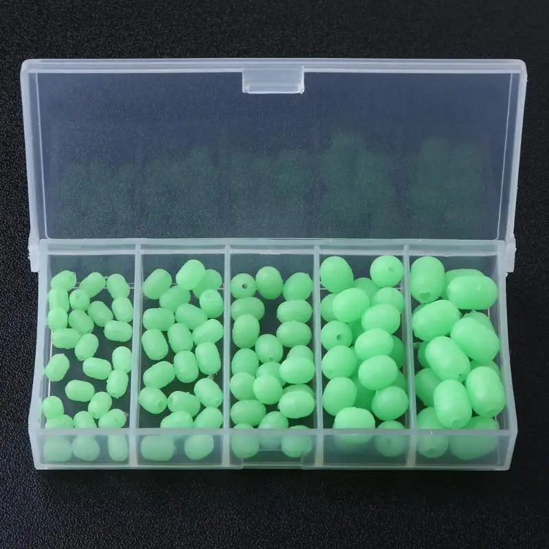 100pcs/lot Luminous Beads Fishing Space Beans round Float Balls Stopper ...