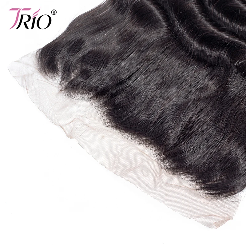 TRIO Pre Plucked Brazilian Deep Wave Frontal Closure Remy Human Hair 13X4 Lace Frontal With Baby Hair
