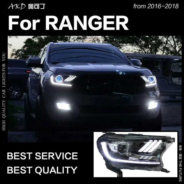 AKD Car Styling for Ford Ranger Headlight 2016 2017 Everest LED Head