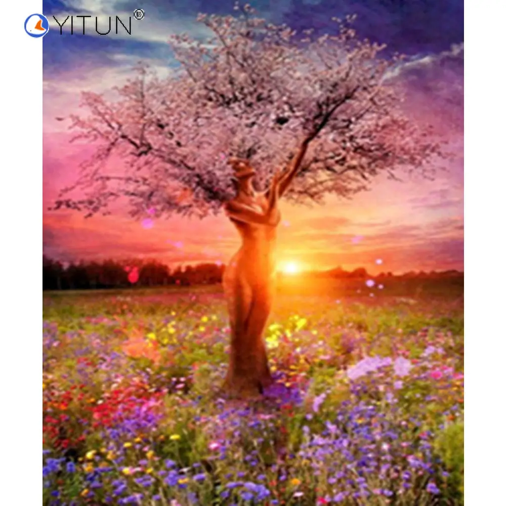 

YITUN 5D Diamond Scenic Diy Diamond Painting Landscape Partial Diamond Dancer Tree Floral Embroidery Needlework Home Decor