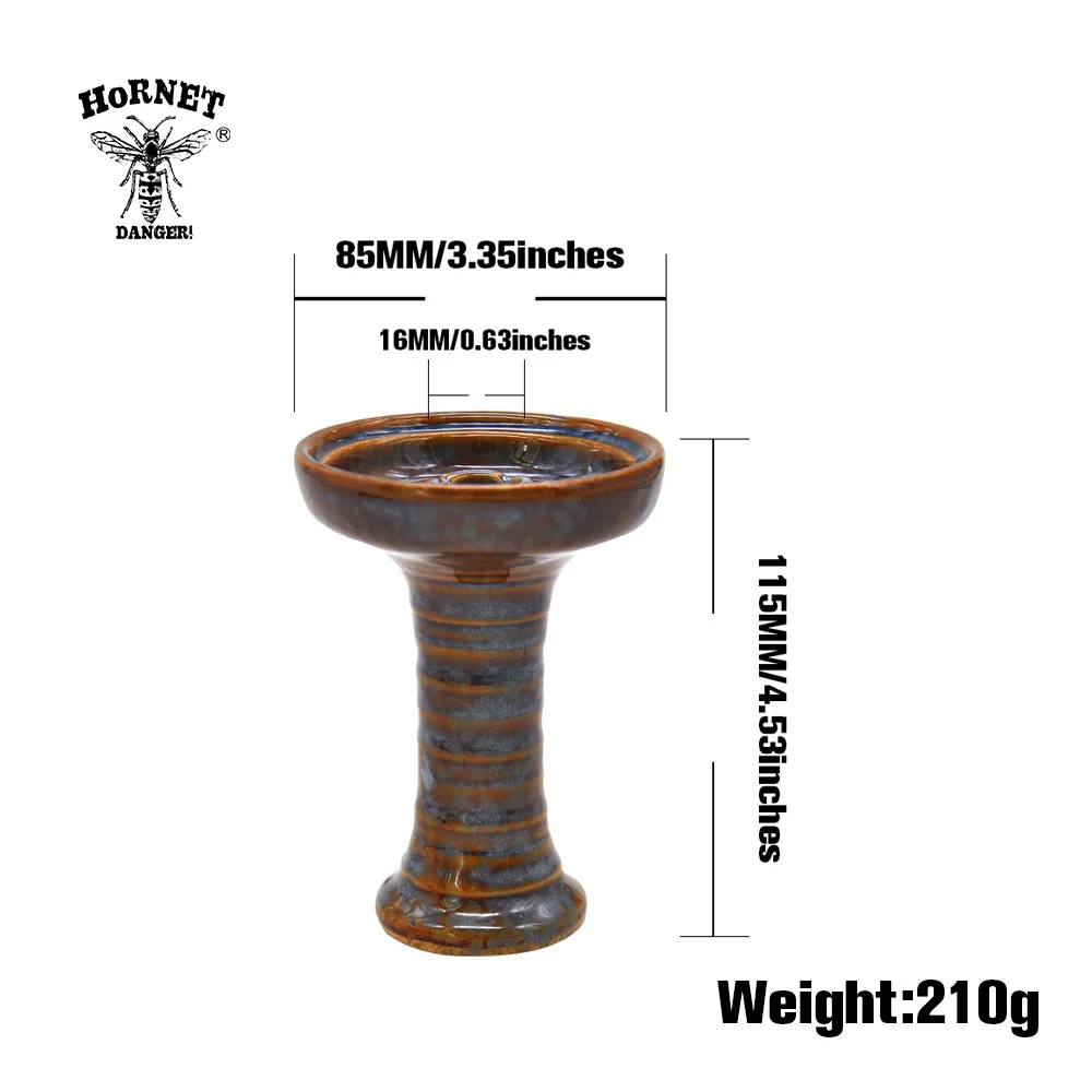 Керамическая чаша для кальяна HORNET ручной работы с одним отверстием, диаметр 85 мм, чаша для кальяна Chicha Nargile, керамическая чаша