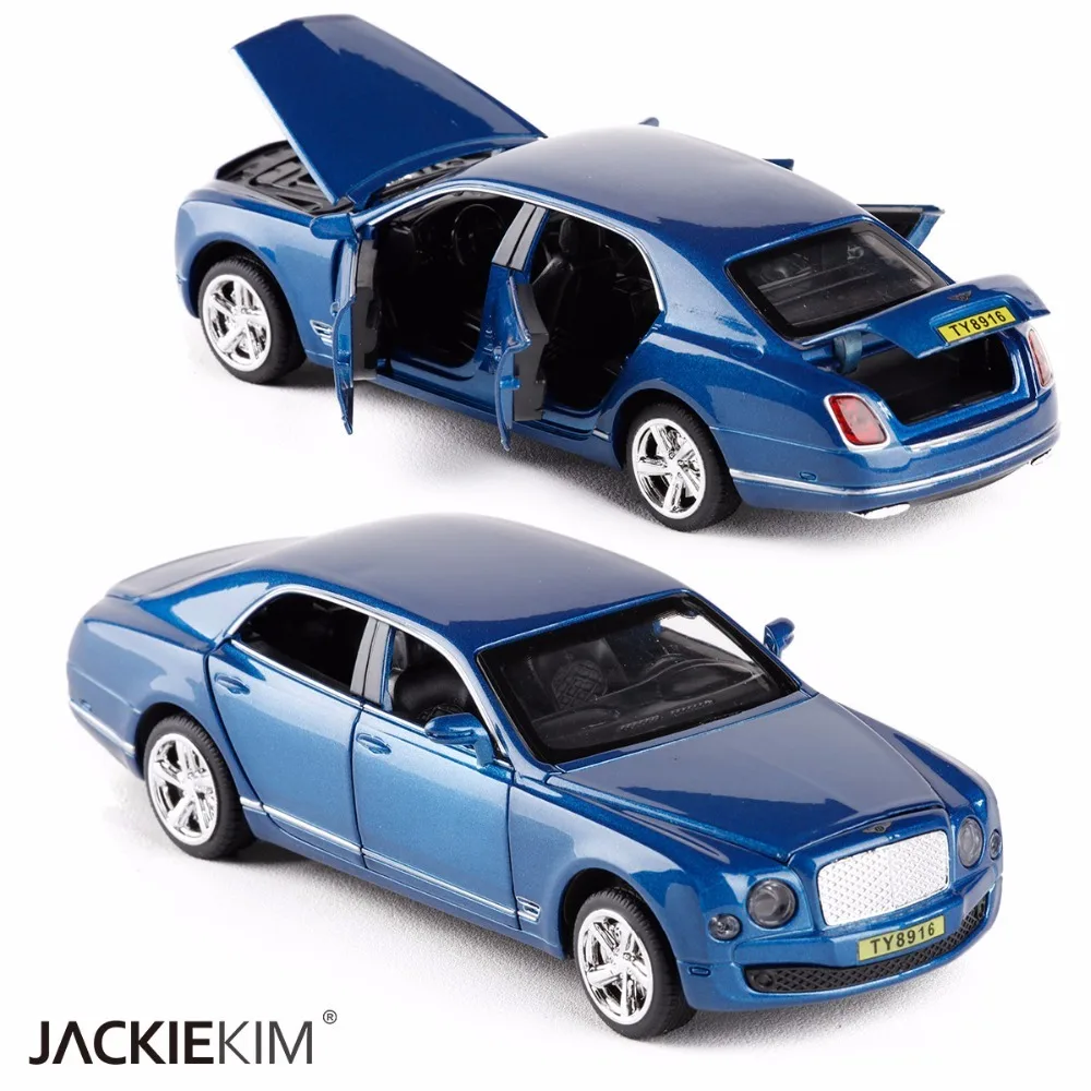 

1:32 Mulsanne Alloy Car Model Matte Diecast Metal Vehicles Acousto-optic Toys 6 Doors Can be Opened's Pull Back Boy Gifts