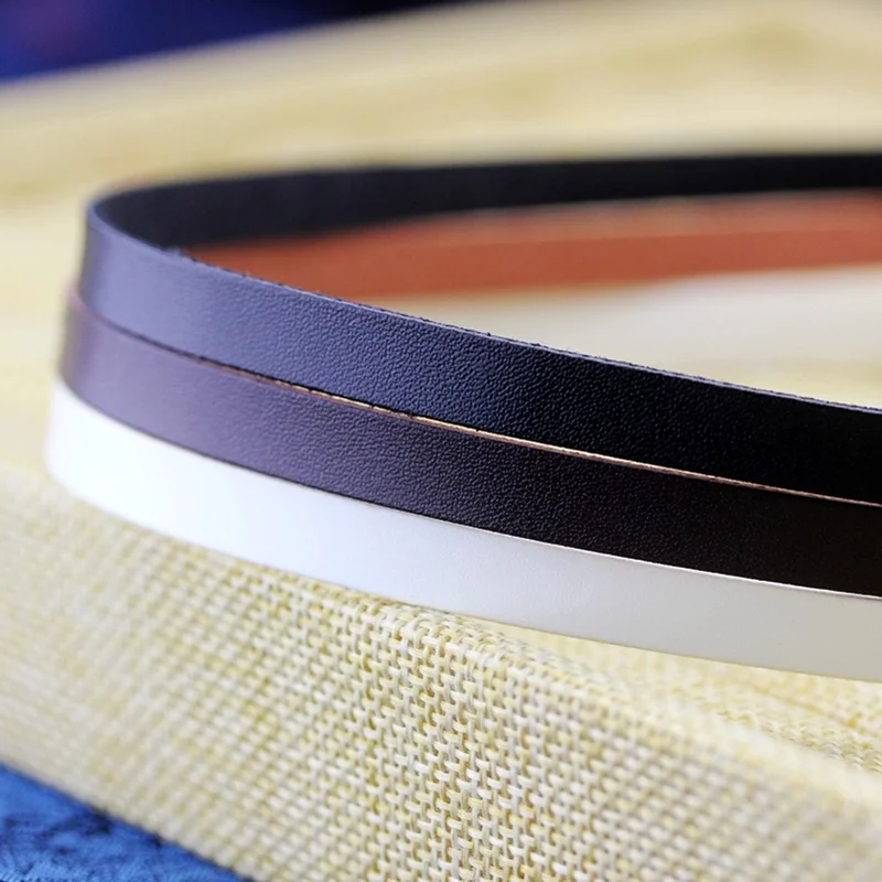 Oil-Faux Brown/White/Black Leather （Medium）Strap For Strip Belt Hide