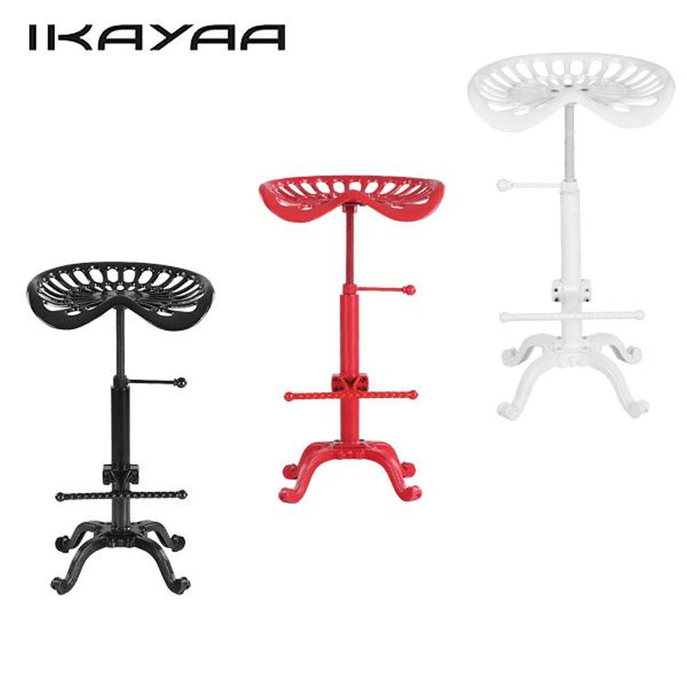 

iKayaa Industrial Style Cast Iron Tractor Seat Bar Stool Adjustable Height Swivel Metal Barstool Chair US DE FR Stock