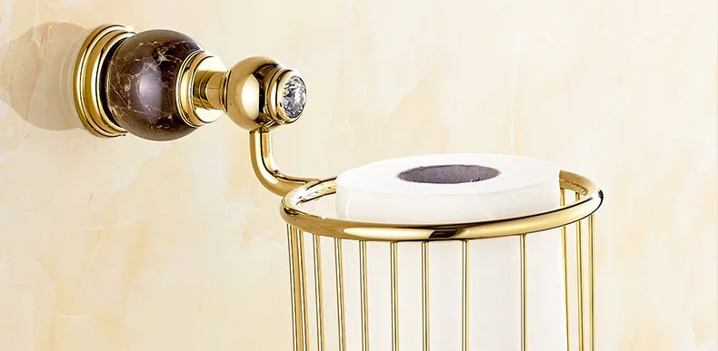 Медь Jade золото Мрамор Бумага Полотенца корзина хранения Ванная комната туалет Бумага держатель Ванная комната аксессуары 7034