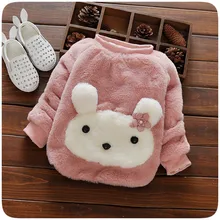 Зимнее детское нижнее белье для девочек толстый теплый пуловер enfant мультяшный кролик розовый цвет зимние топы для девочек