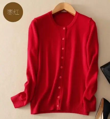 SEDUTMO весенний кашемировый свитер размера плюс 3XL вязаный кардиган женский свитер туника с длинным рукавом ED092 - Цвет: red o neck