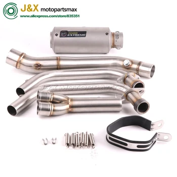 

MT-03 MT03 R25 R3 motorcycle exhaust muffler Full system contact middle pipe + exhaust FOR Yamaha R25 R3 2014-2016 Slip On