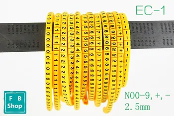 

600PCS EC-1 2.5mm 0 to 9,+,- 12number each 50pcs Cable Wire Markers Letter clear Mark tube wire size Cable Wire Markers