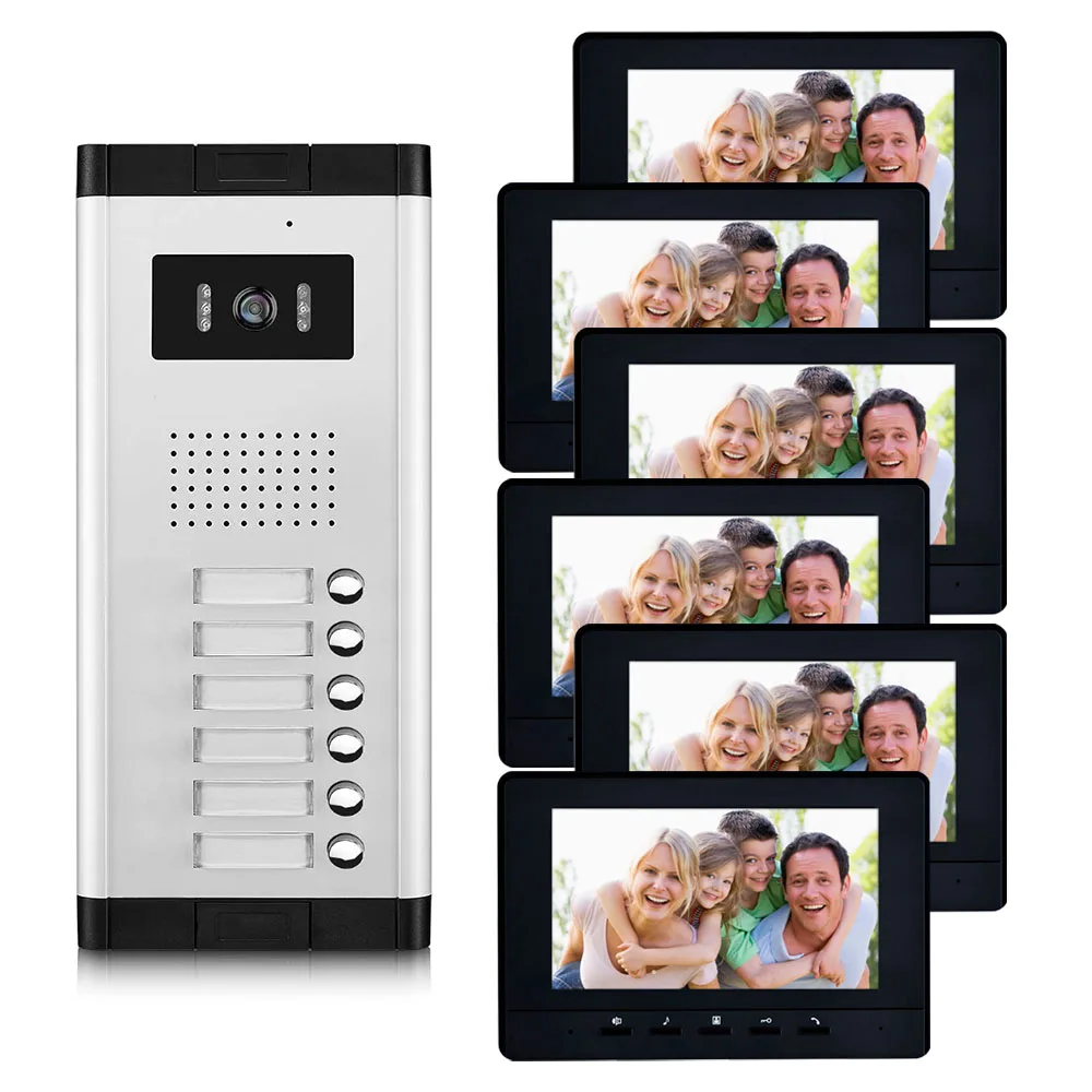 6-12 единиц квартира домофон система видео дверь домофон HD камера 7 "монитор видео дверной звонок для 6-12 бытовой