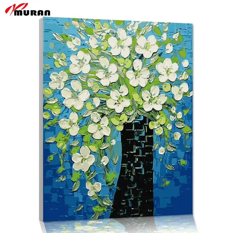 MURAN Frameless Flower Diy Digital Painting By Numbers Acrylic Paint