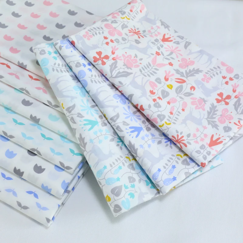 

Small pieces of garden cloth, handmade cloth, cartoon deer, corrugated printed cotton fabrics, baby pajamas, summer cotton cloth