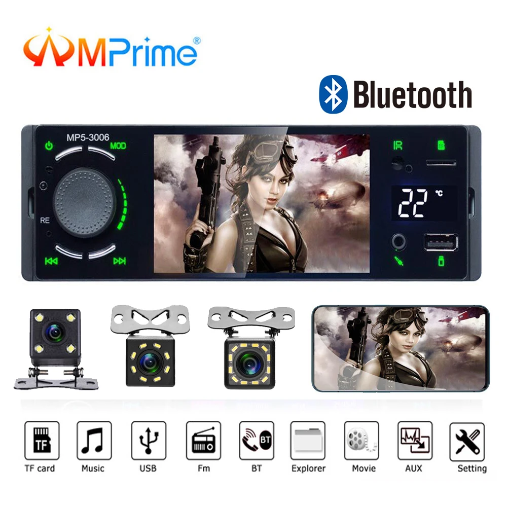 

AMPrime Autoradio Car radio 1din 4.1" touch screen auto audio mirrorlink Android stereo bluetooth rearview camera usb aux player