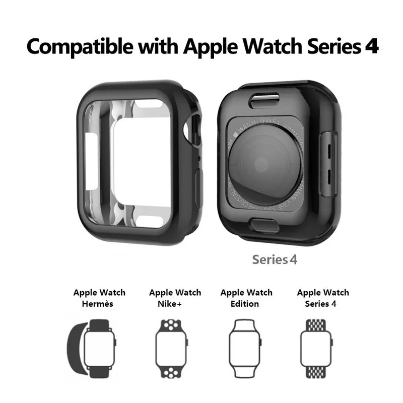 New Slim Watch Cover for apple watch case 44mm 40mm 360 Degree Soft Clear TPU Case for iWatch 4 Screen Protector Accessories