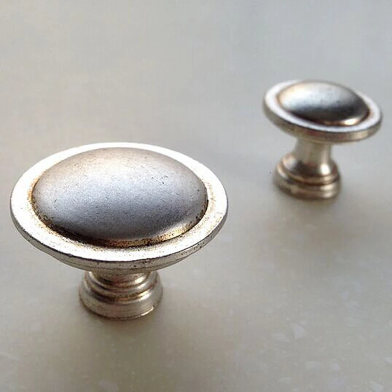 Antique distress silver drawer knob dresser pull knobs antique silver