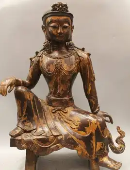 

22 "Tibet Tibetan Buddhism Bronze Gild Seat Homelike Kwan-Yin Buddha Statue