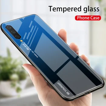 

50pcs/lot For Xiaomi Mi CC9 A3 CC9 SE A3 Lite Gradient Glass Soft Side Case Tempered Glass Hard Cover For Xiaomi Redmi 7 7A