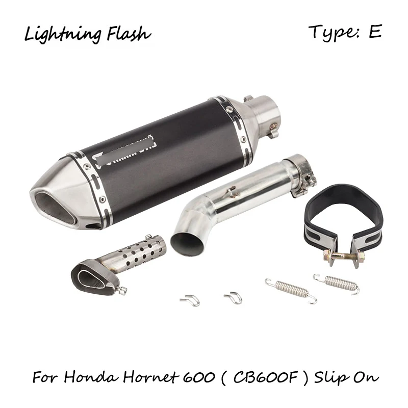Для Honda Hornet 600 CB600F, выхлопная труба для мотоцикла, Слип-он, средняя звено, локоть 51 мм, хвост, спасательный, со съемным глушителем, дБ убийца - Цвет: E