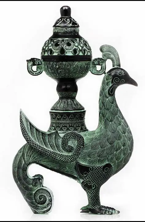 Потрясающая китайская Бронзовая статуэтка phoenix censer очень редкая Бесплатная
