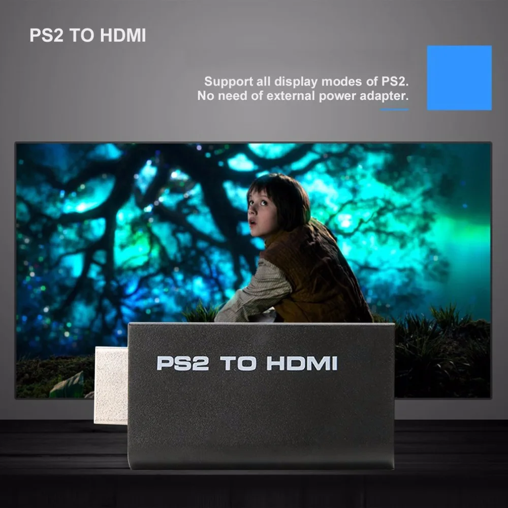 Мини для PS2 к преобразователь видеосигнала HDMI адаптер с 3,5 мм аудио Выход для ПК HDTV Поддержка Plug And Play