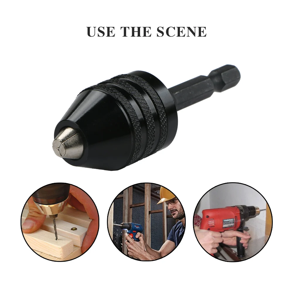 

Universal Drill Chuck 1/4Inch Hex Shank Keyless Safety Quickly Quick Change Drill Chuck Adapter Power Tool Accessories 0.3-8mm